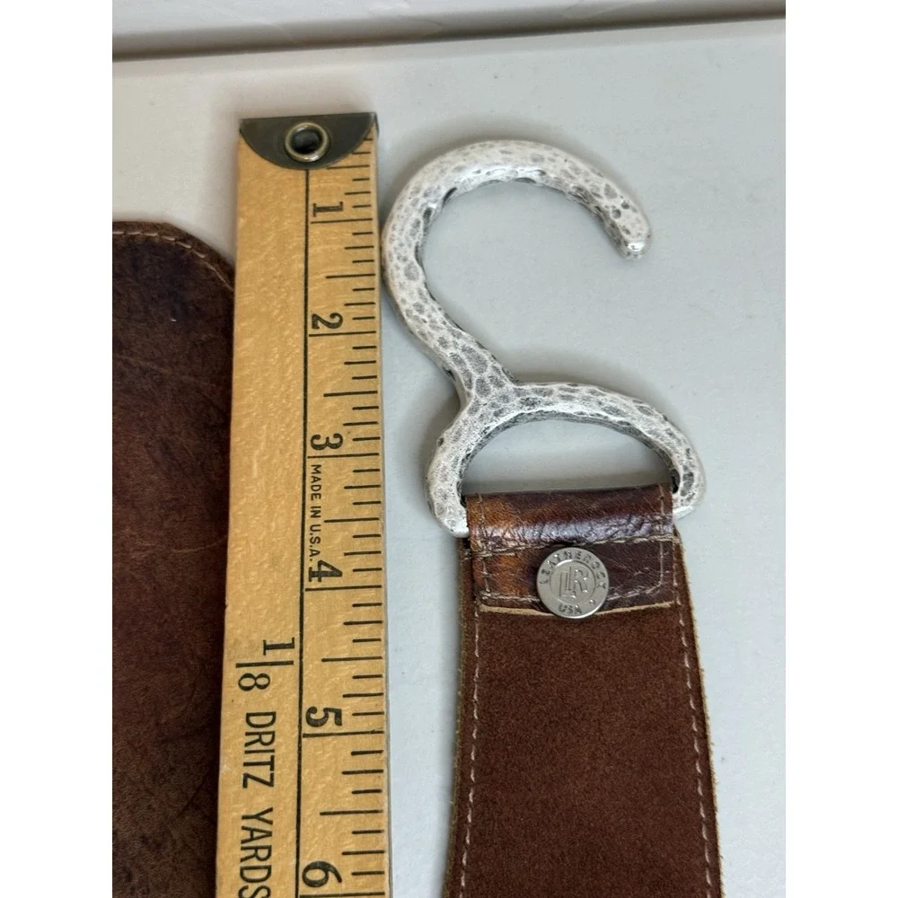 Leatherock Brown Suede Leather Belt Decorative Antique Silver Toned Buckle Tobacco Brown Suede Belt with Antique Silver Western Buckle main image 4